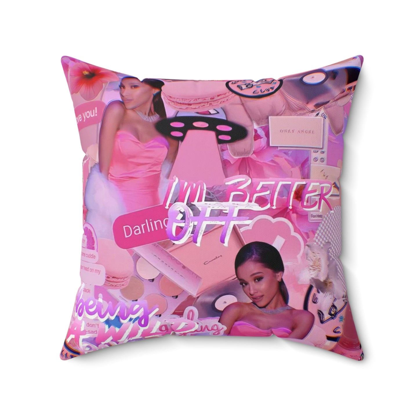 Ariana Grande Purple Vibes Collage Spun Polyester Square Pillow