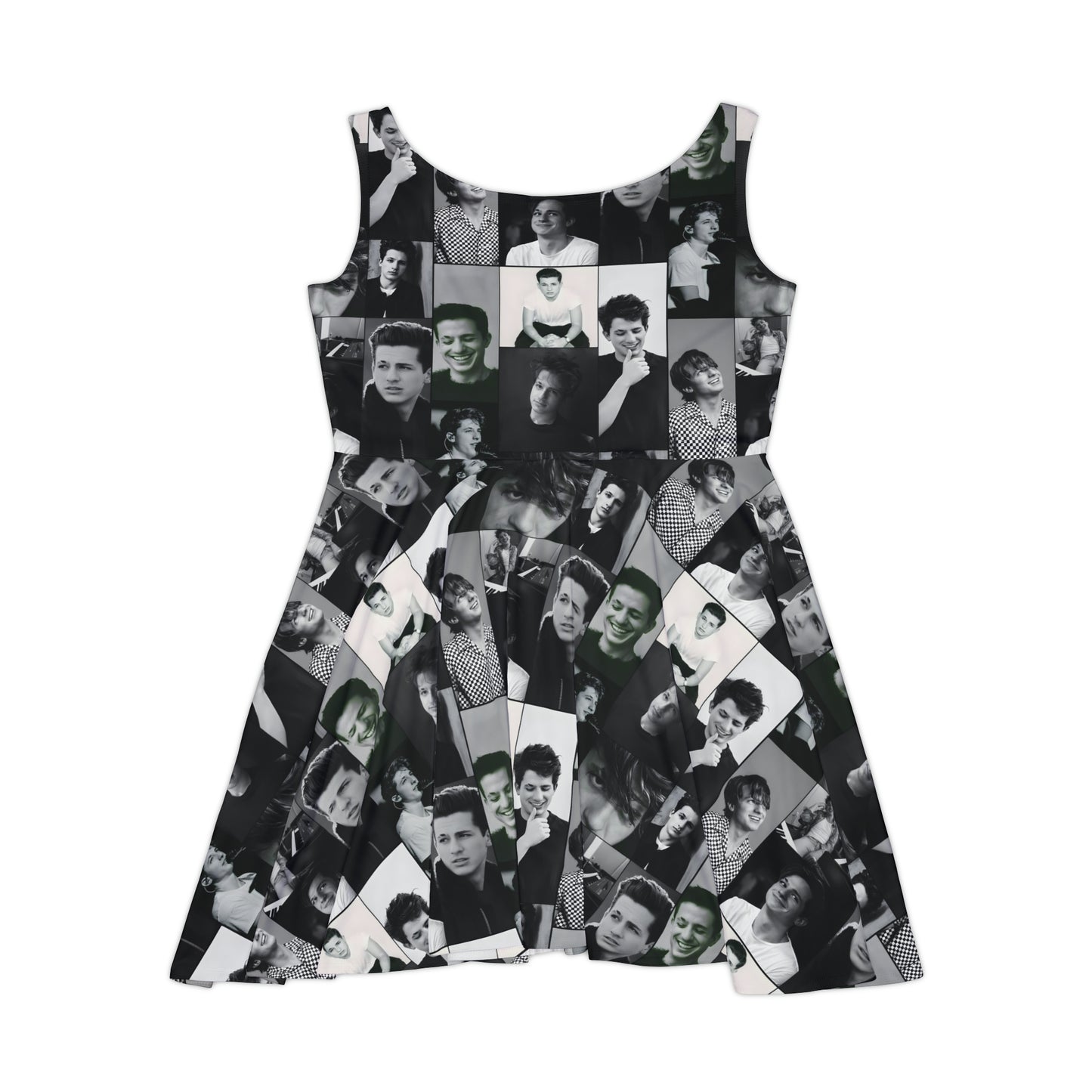 Charlie Puth Black And White Portraits Collage Women's Skater Dress