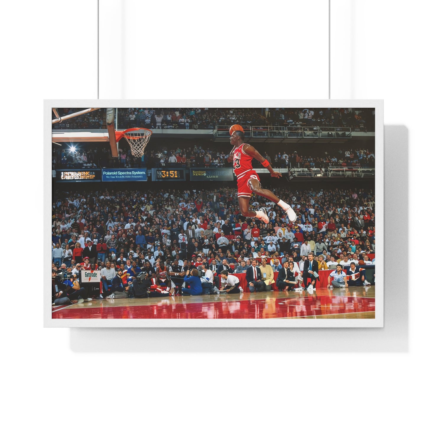 Michael Jordan Free Throw Line Slam Dunk Premium Framed Horizontal Poster