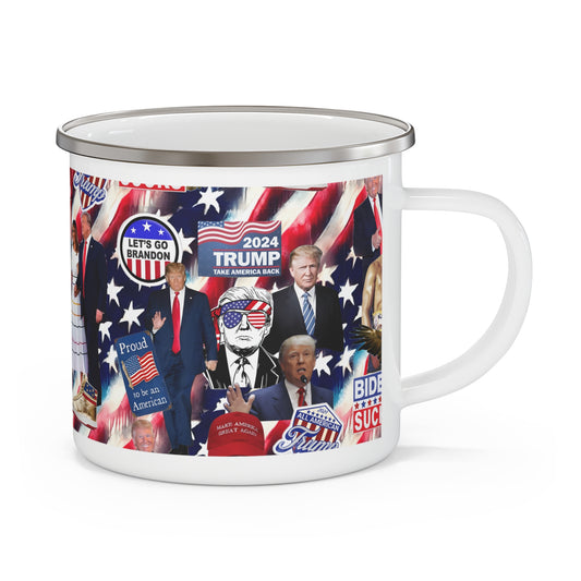 Donald Trump 2024 MAGA Montage Enamel Camping Mug
