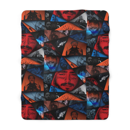 Post Malone Crystal Portaits Collage Sherpa Fleece Blanket
