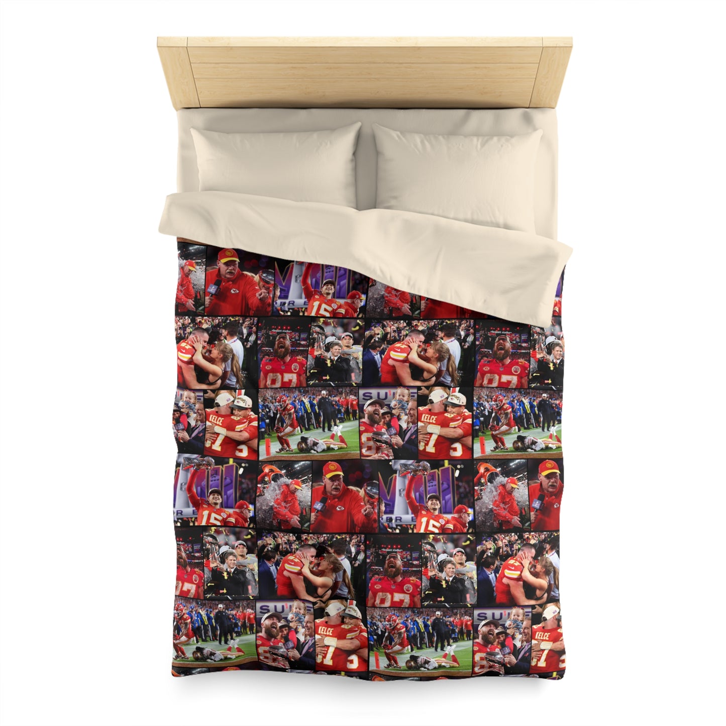 Kansas City Chiefs Superbowl LVIII Championship Victory Collage Microfiber Duvet Cover