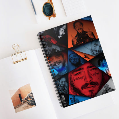 Post Malone Crystal Portaits Collage Ruled Line Spiral Notebook