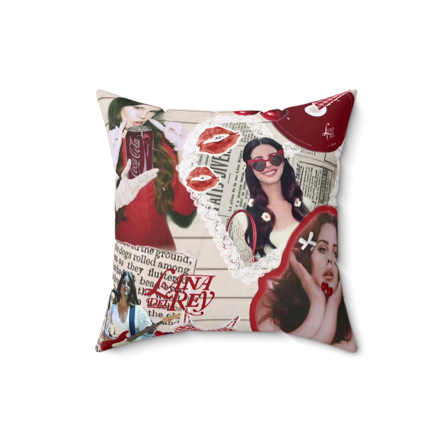 Lana Del Rey Cherry Coke Collage Spun Polyester Square Pillow