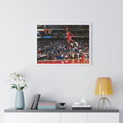 Michael Jordan Free Throw Line Slam Dunk Premium Framed Horizontal Poster