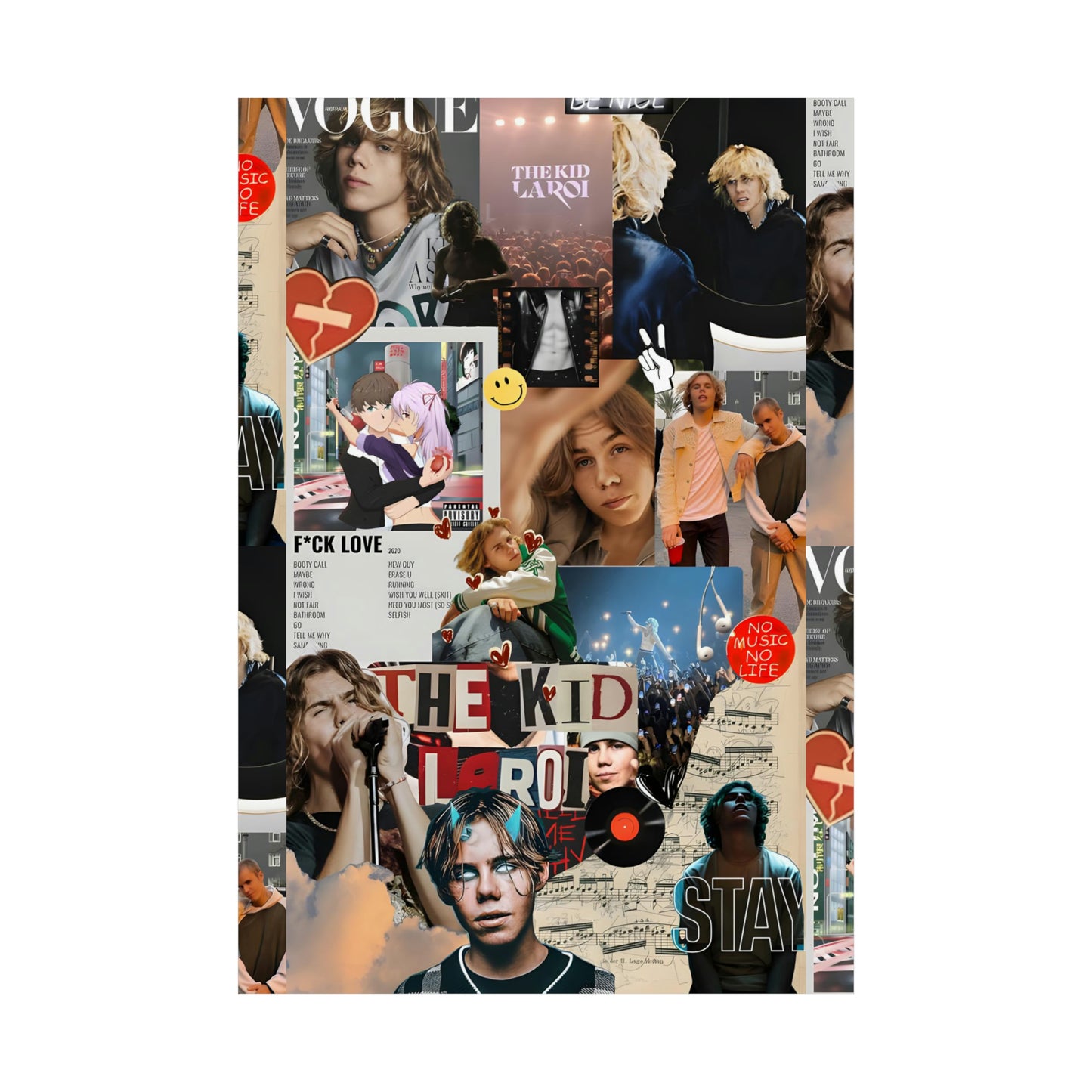 The Kid LAROI No Music No Life Collage Matte Vertical Poster