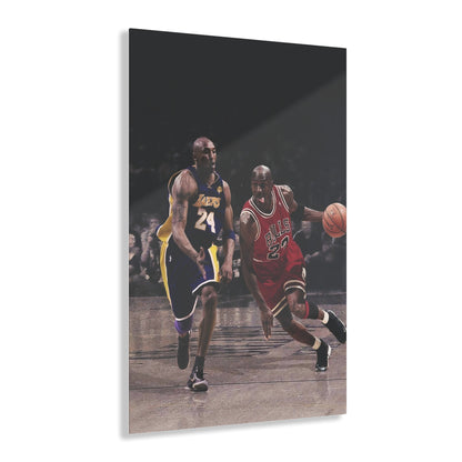 Michael Jordan Driving Against Kobe Bryant Acrylic Prints