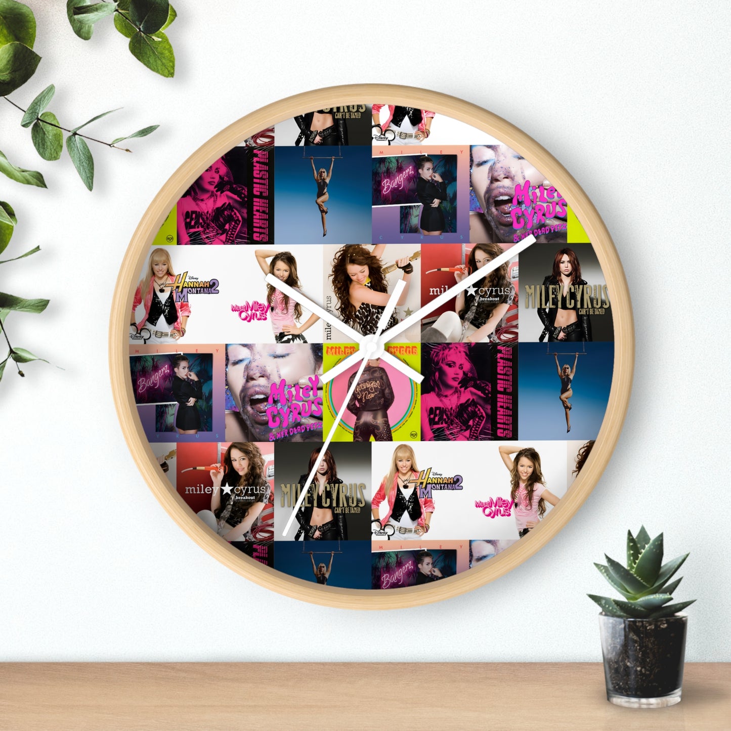 Miley Cyrus Album Cover Collage Round Wall Clock