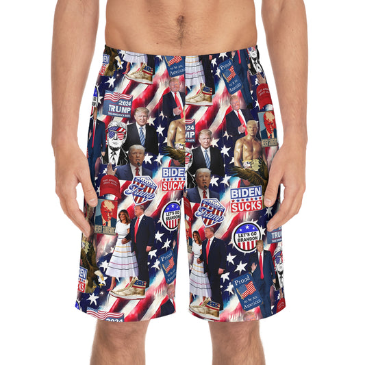 Donald Trump 2024 MAGA Montage Men's Board Shorts