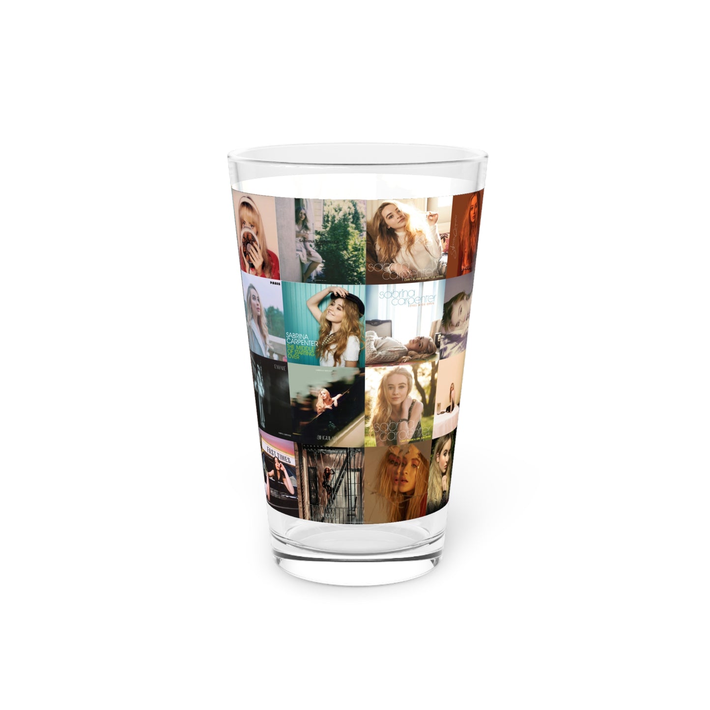 Sabrina Carpenter Album Cover Collage Pint Glass