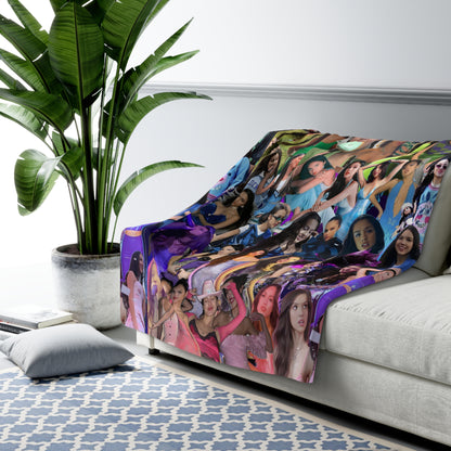 Olivia Rodrigo Rainbow Collage Sherpa Fleece Blanket