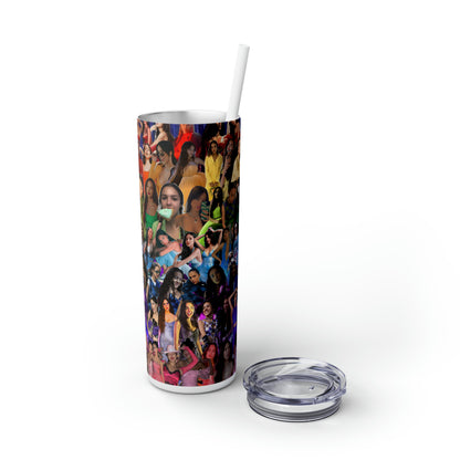 Olivia Rodrigo Rainbow Collage Skinny Tumbler with Straw