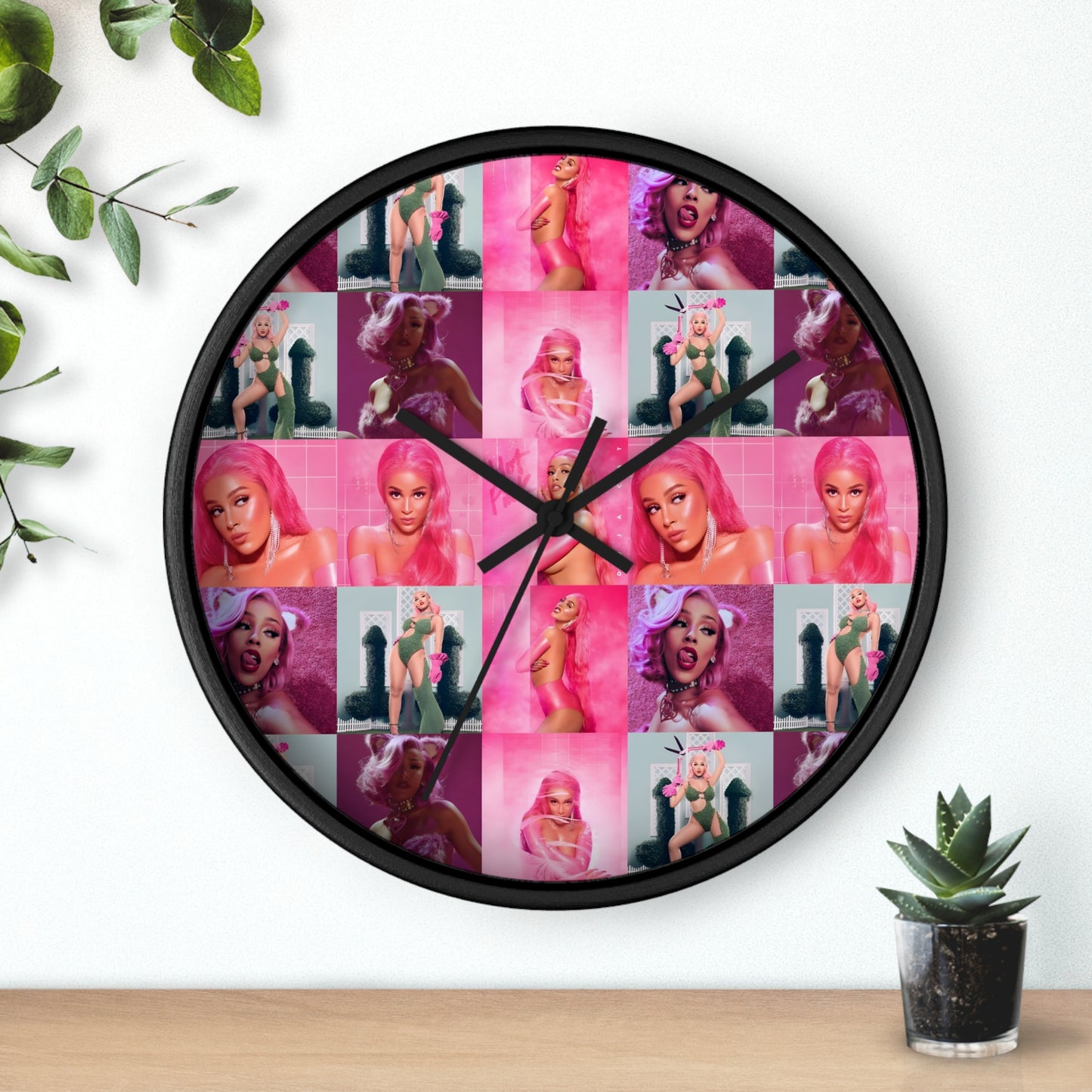 Doja Cat Hot Pink Mosaic Wall Clock