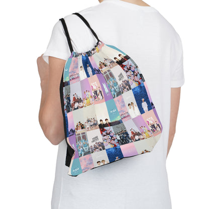 BTS Pastel Aesthetic Collage Outdoor Drawstring Bag