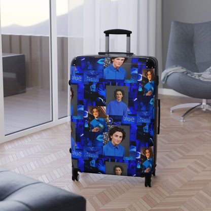 Timothee Chalamet Cool Blue Collage Suitcase