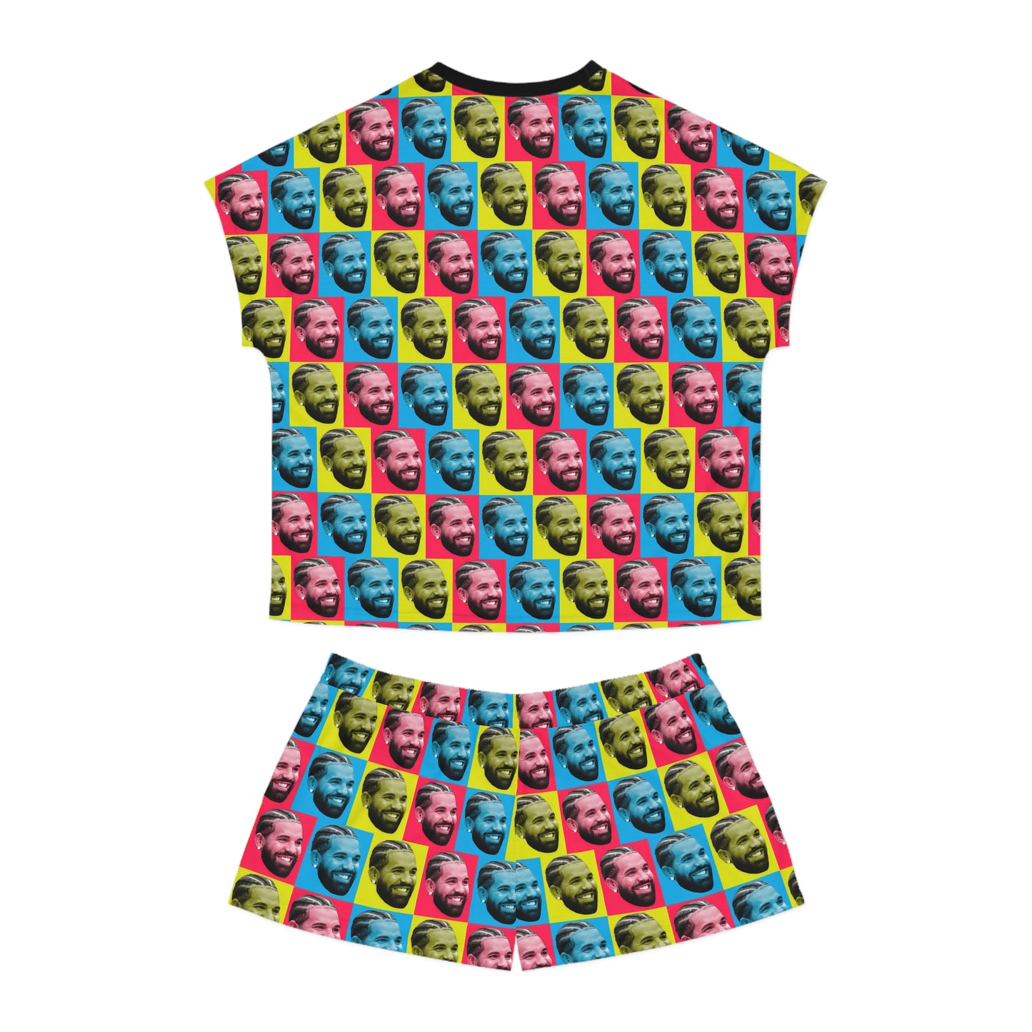 Drake Colored Checker Faces Women's Short Pajama Set