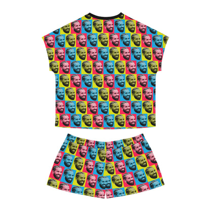 Drake Colored Checker Faces Women's Short Pajama Set