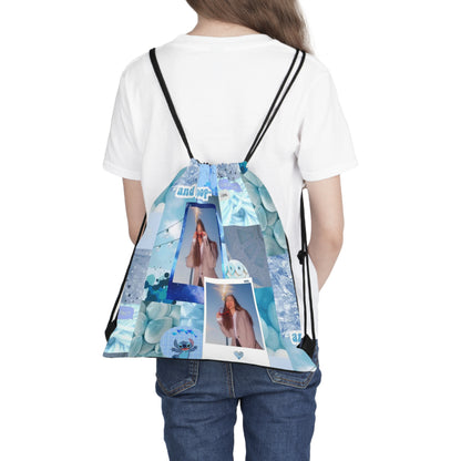 Olivia Rodrigo Light Blue Aesthetic Collage Outdoor Drawstring Bag