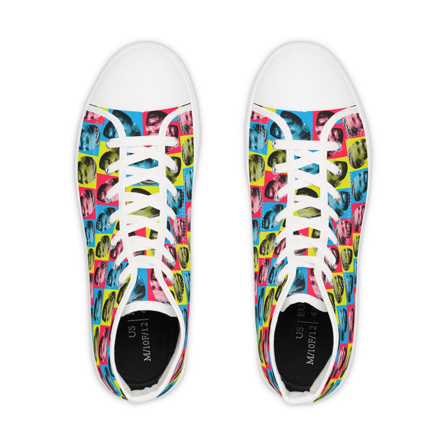 Drake Colored Checker Faces Men's High Top Sneakers