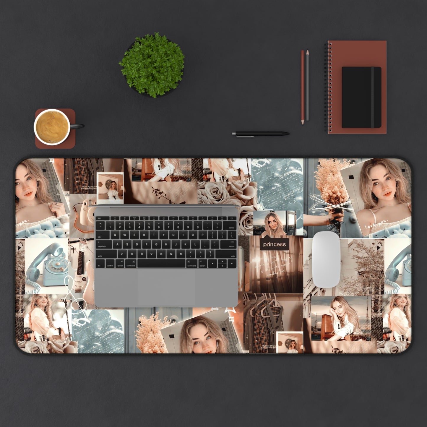 Sabrina Carpenter Peachy Princess Collage Desk Mat