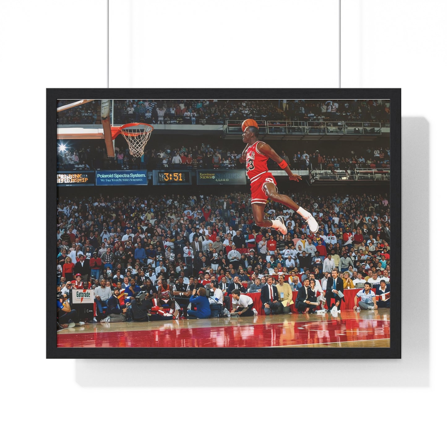 Michael Jordan Free Throw Line Slam Dunk Premium Framed Horizontal Poster