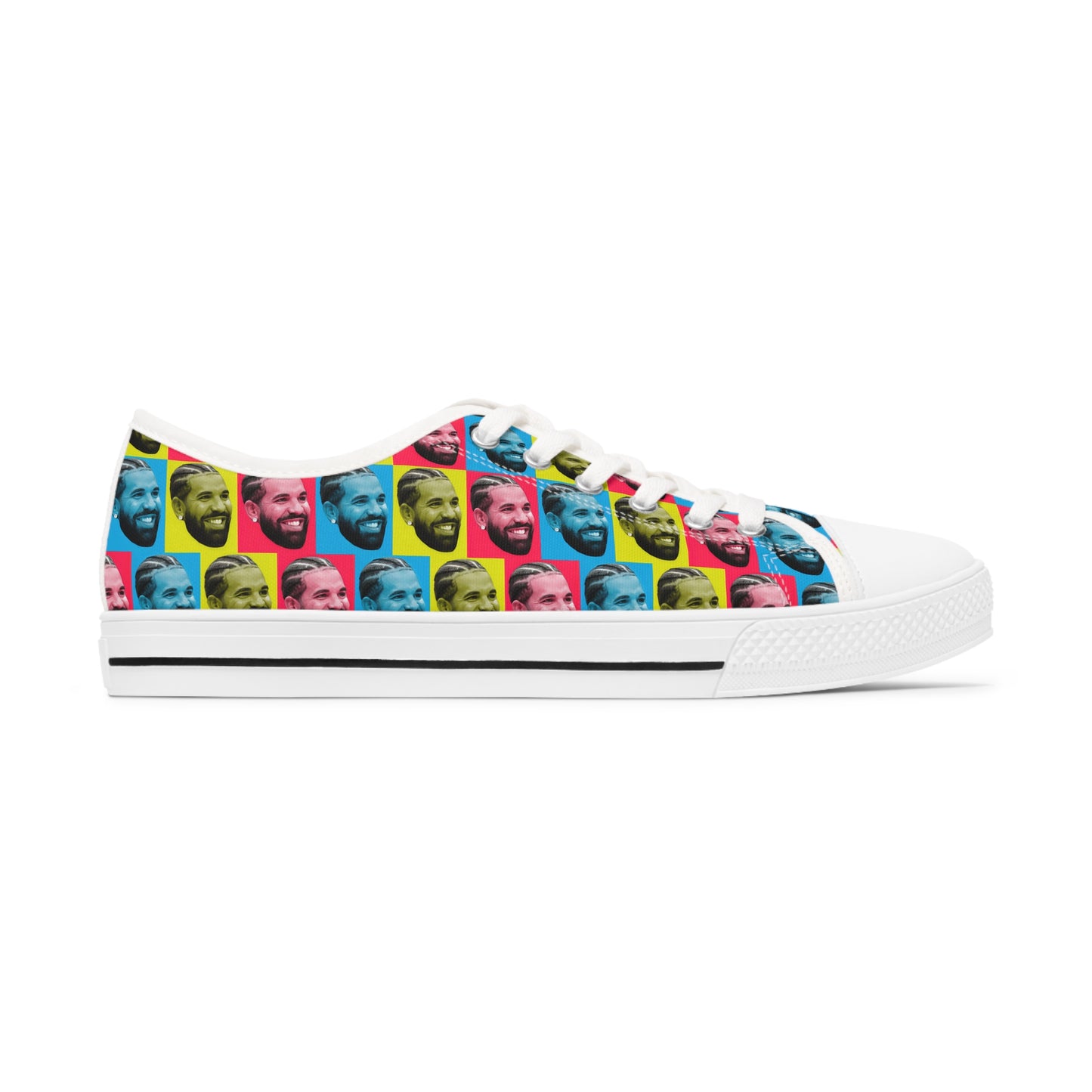 Drake Colored Checker Faces Women's Low Top Sneakers