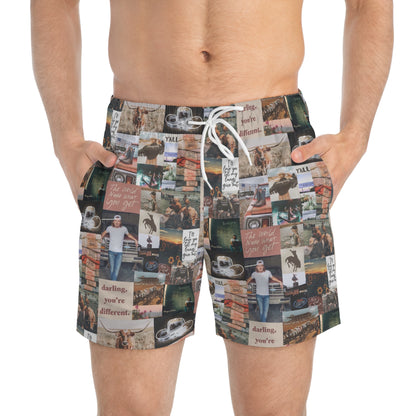 Morgan Wallen Darling You're Different Collage Men's Swim Trunks