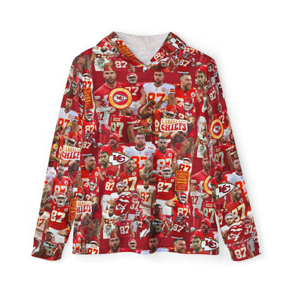 Travis Kelce Chiefs Red Collage Men's Sports Warmup Hoodie