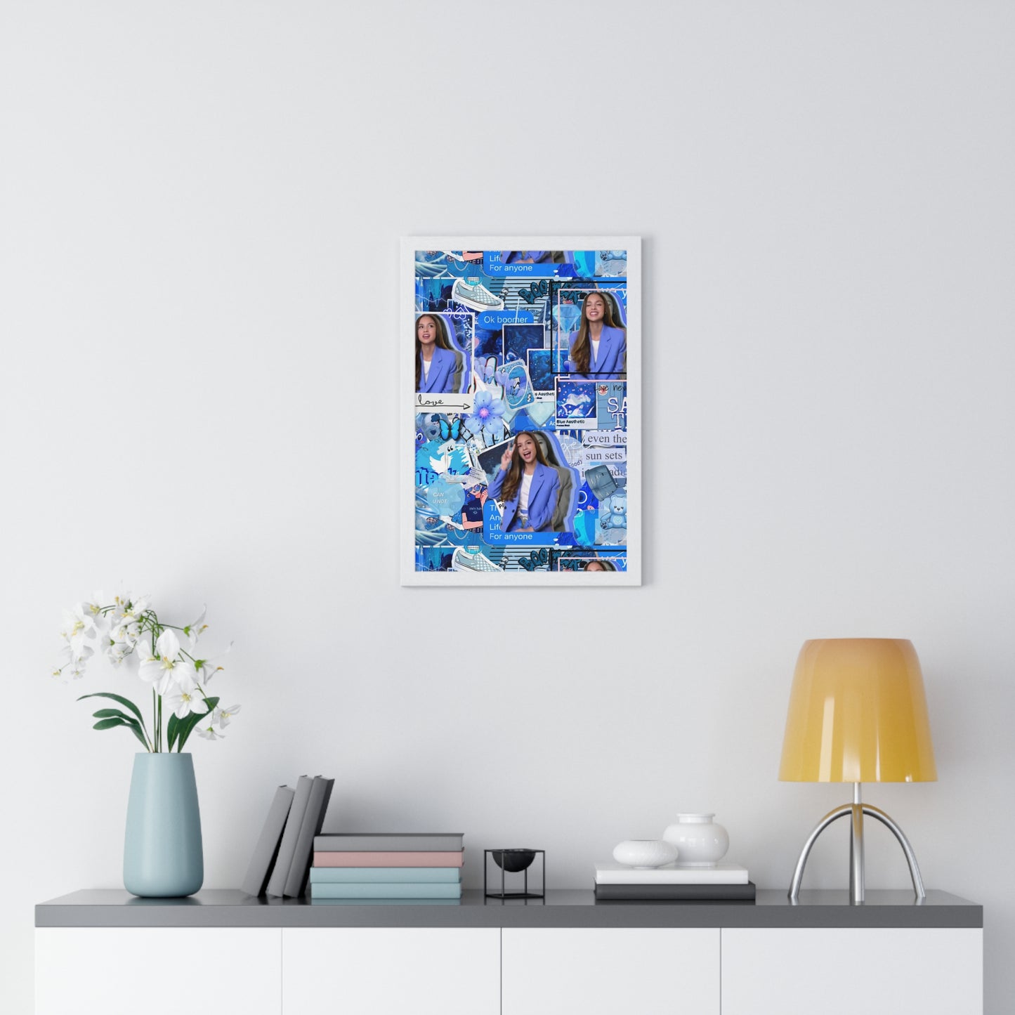 Olivia Rodrigo Blue Aesthetic Collage Framed Print