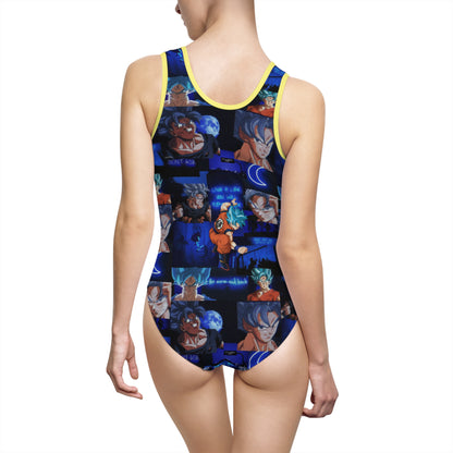 Dragon Ball Z Saiyan Moonlight Collage Women's Classic One-Piece Swimsuit