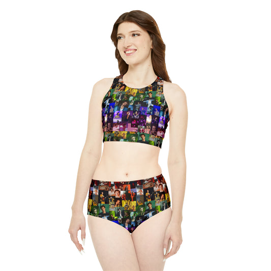 Harry Styles Rainbow Photo Collage Sporty Bikini Set