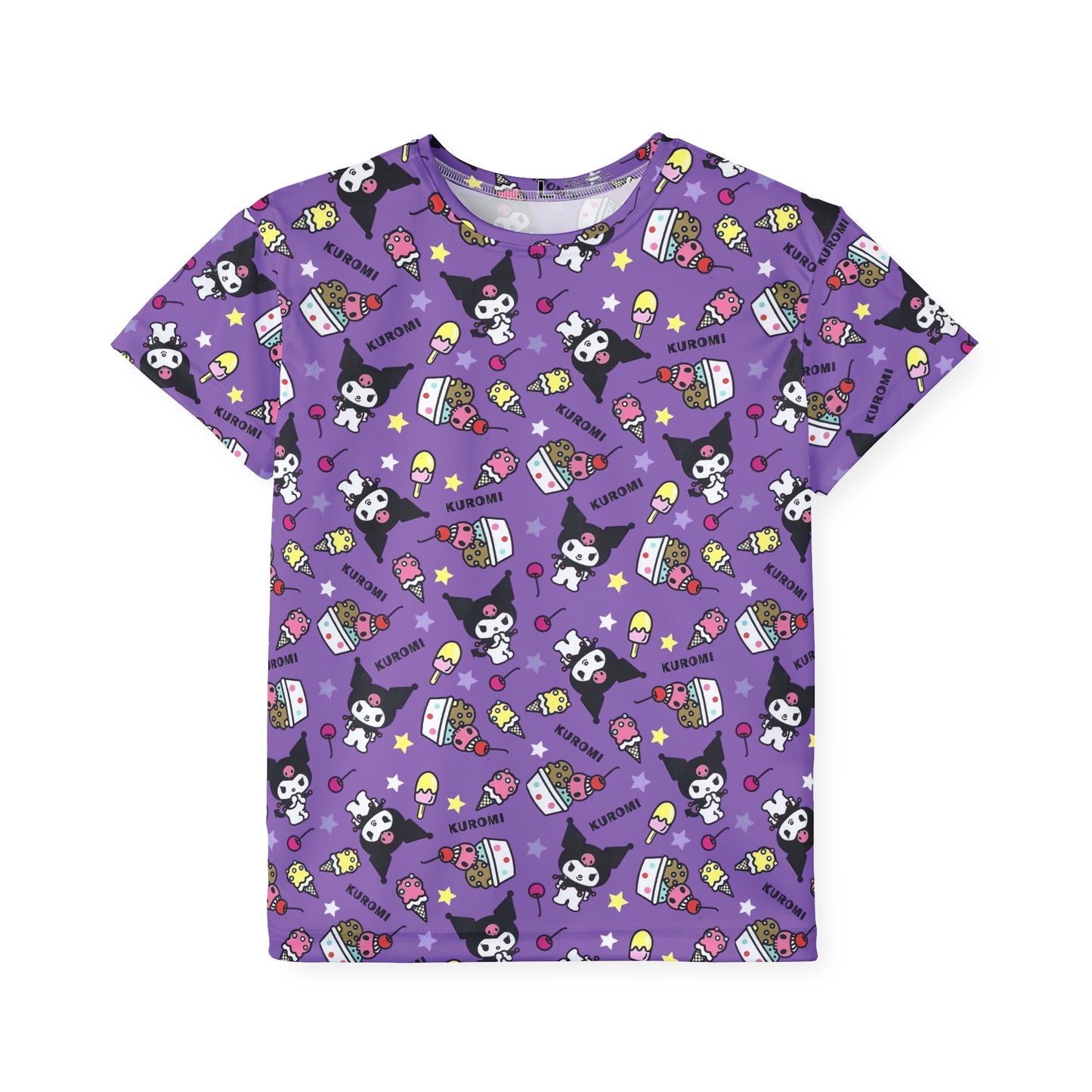 Kuromi Ice Cream Sundae Pattern Kids Sports Jersey