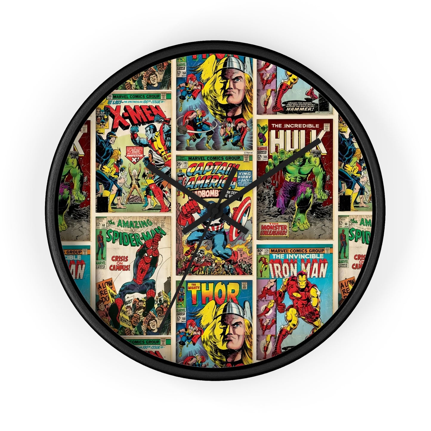 Marvel Comic Book Cover Collage Round Wall Clock