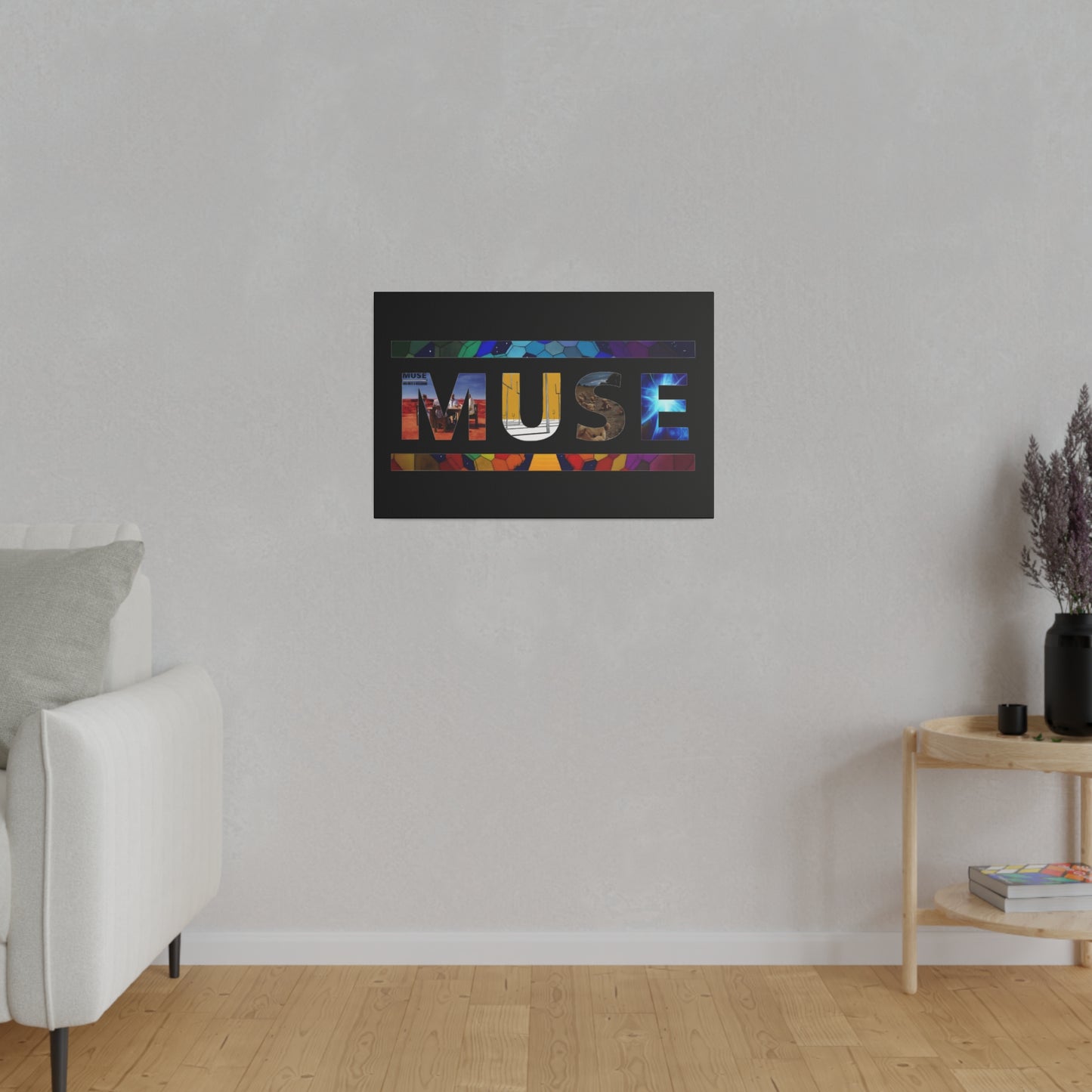 Muse Album Art Letters Thin Matte Stretched Canvas