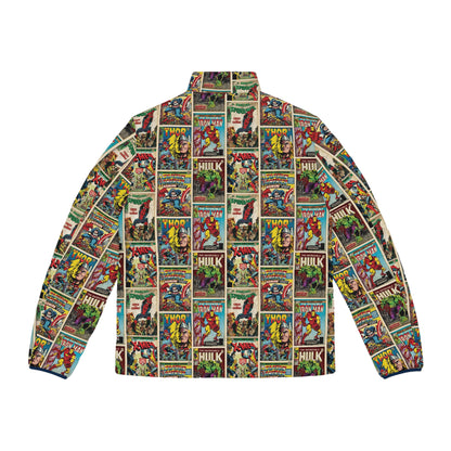 Marvel Comic Book Cover Collage Men's Puffer Jacket
