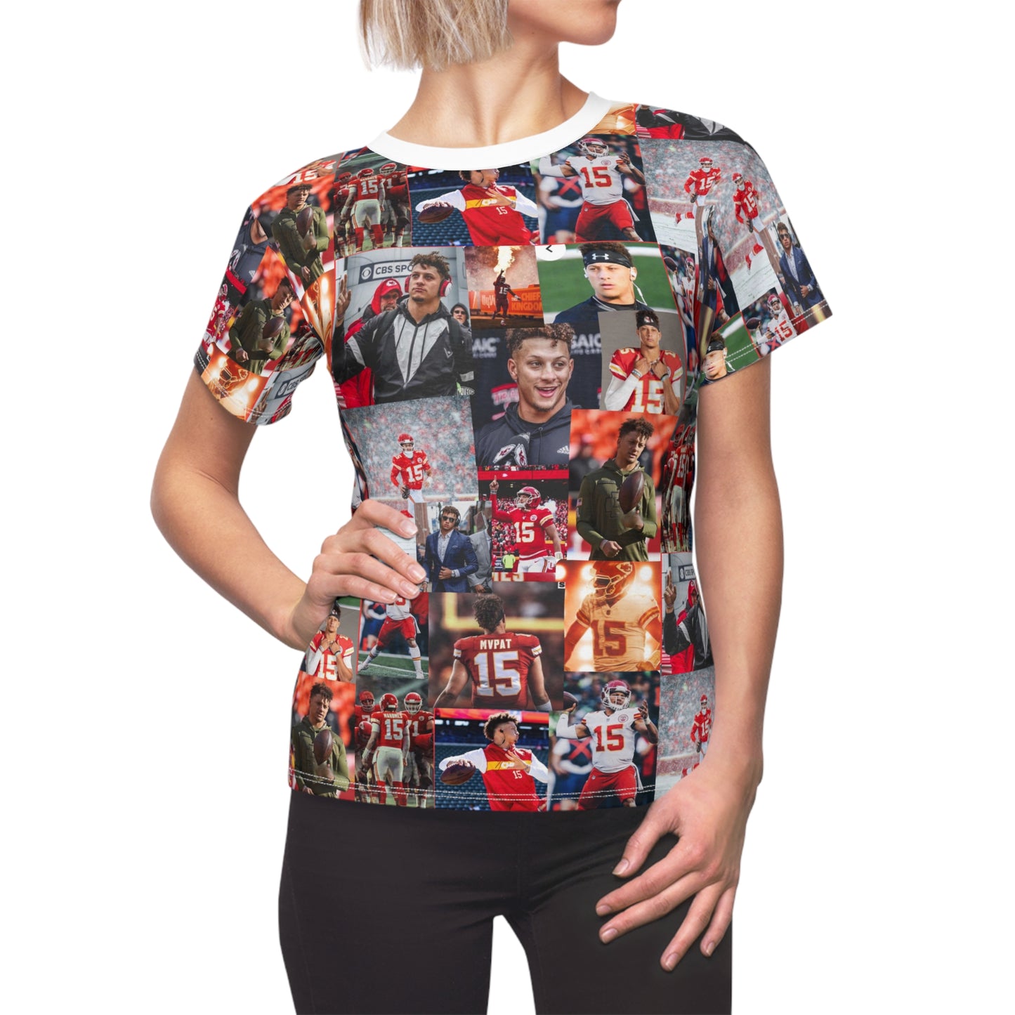 Patrick Mahomes Chiefs MVPAT Photo Collage Women's Cut & Sew Tee