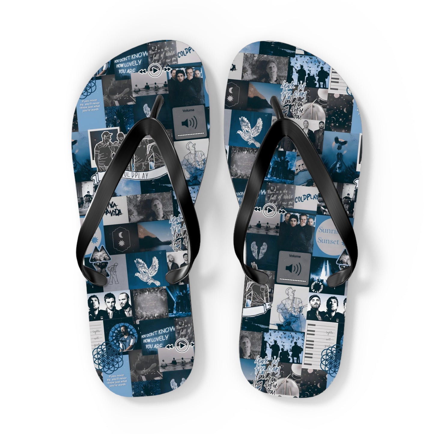 Coldplay Sunrise Sunset Collage Flip Flops