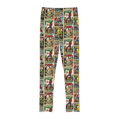 Marvel Comic Book Cover Collage Youth Leggings