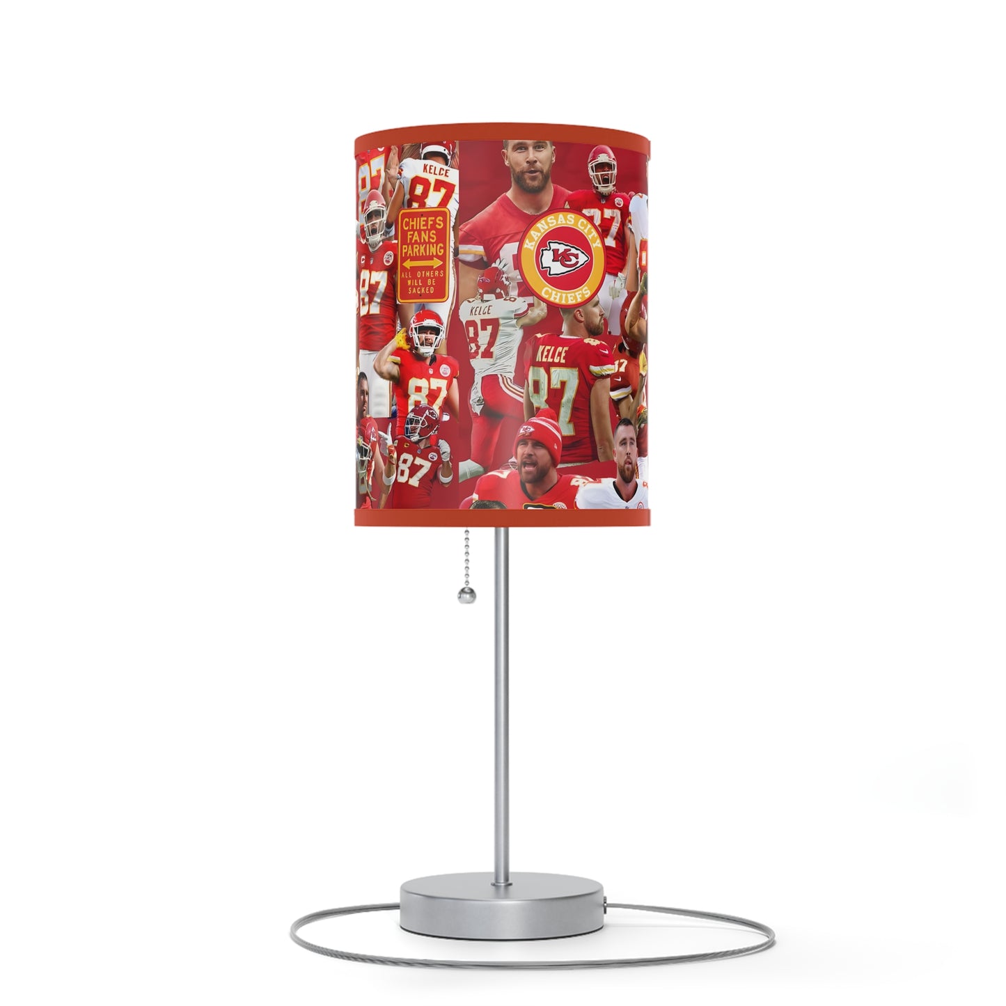 Travis Kelce Chiefs Red Collage Lamp on a Stand