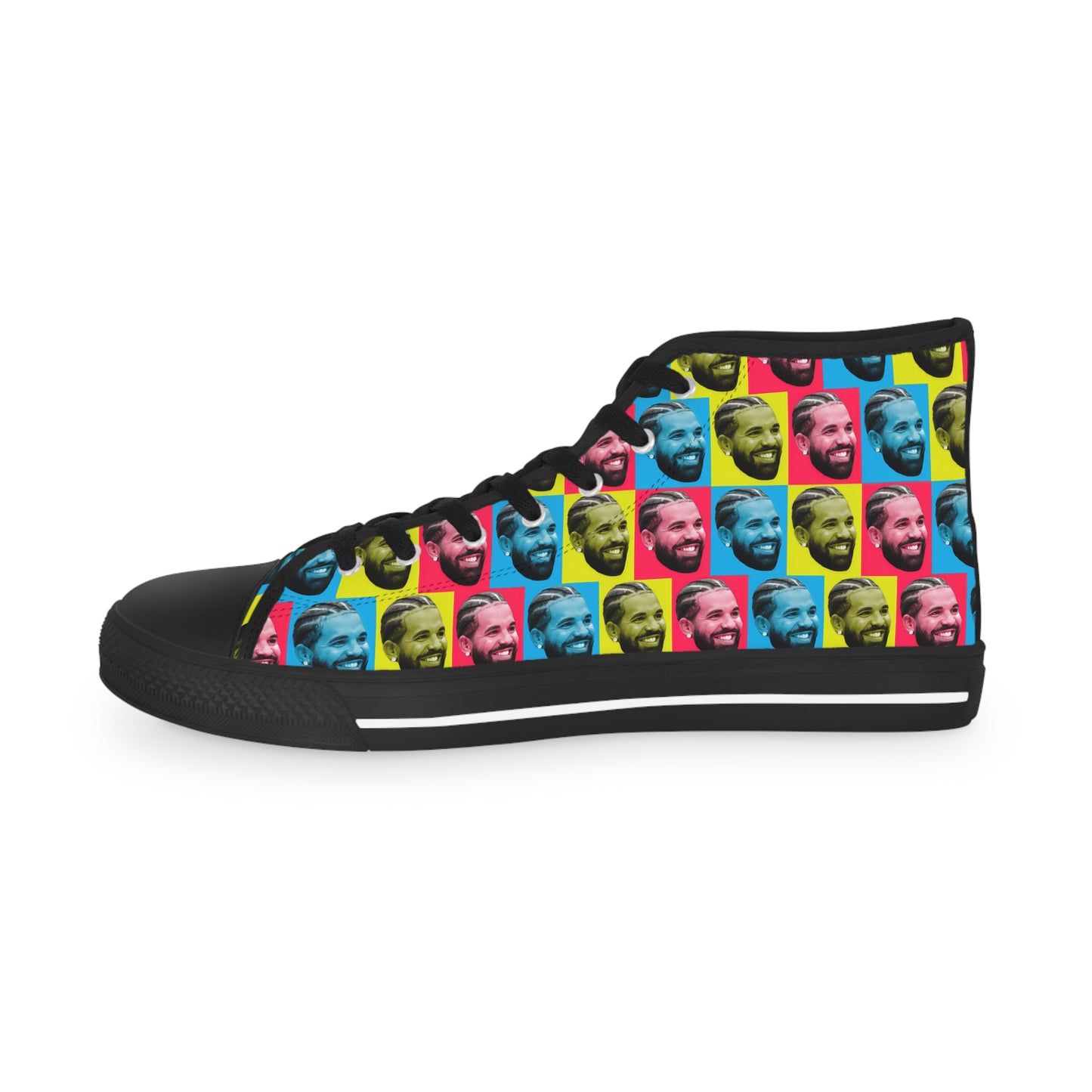 Drake Colored Checker Faces Men's High Top Sneakers