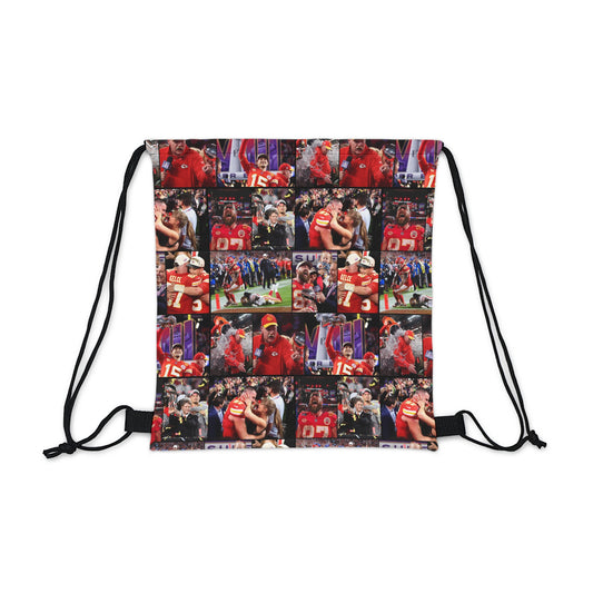 Kansas City Chiefs Superbowl LVIII Championship Victory Collage Outdoor Drawstring Bag