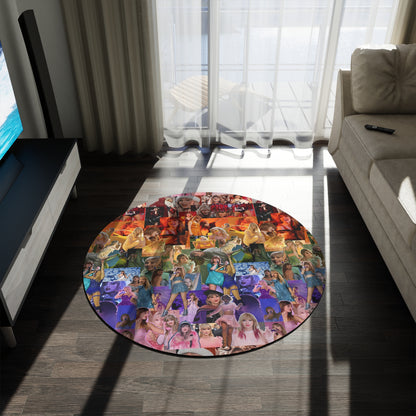 Taylor Swift Rainbow Photo Collage Round Rug