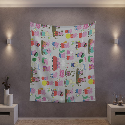 Peppa Pig Oink Oink Collage Printed Wall Tapestry