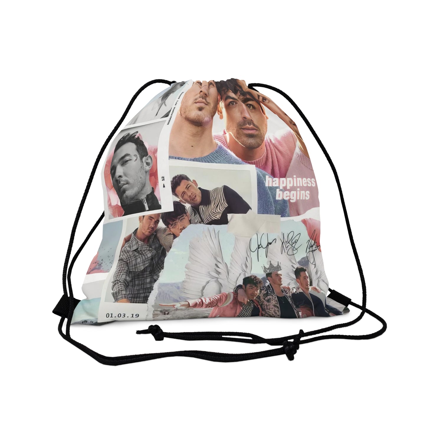 Jonas Brothers Happiness Begins Collage Outdoor Drawstring Bag