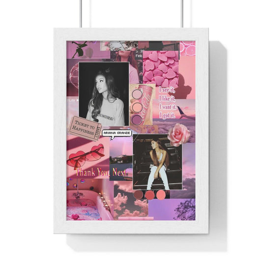 Ariana Grande Pink Aesthetic Collage Framed Print - Fandom Flair
