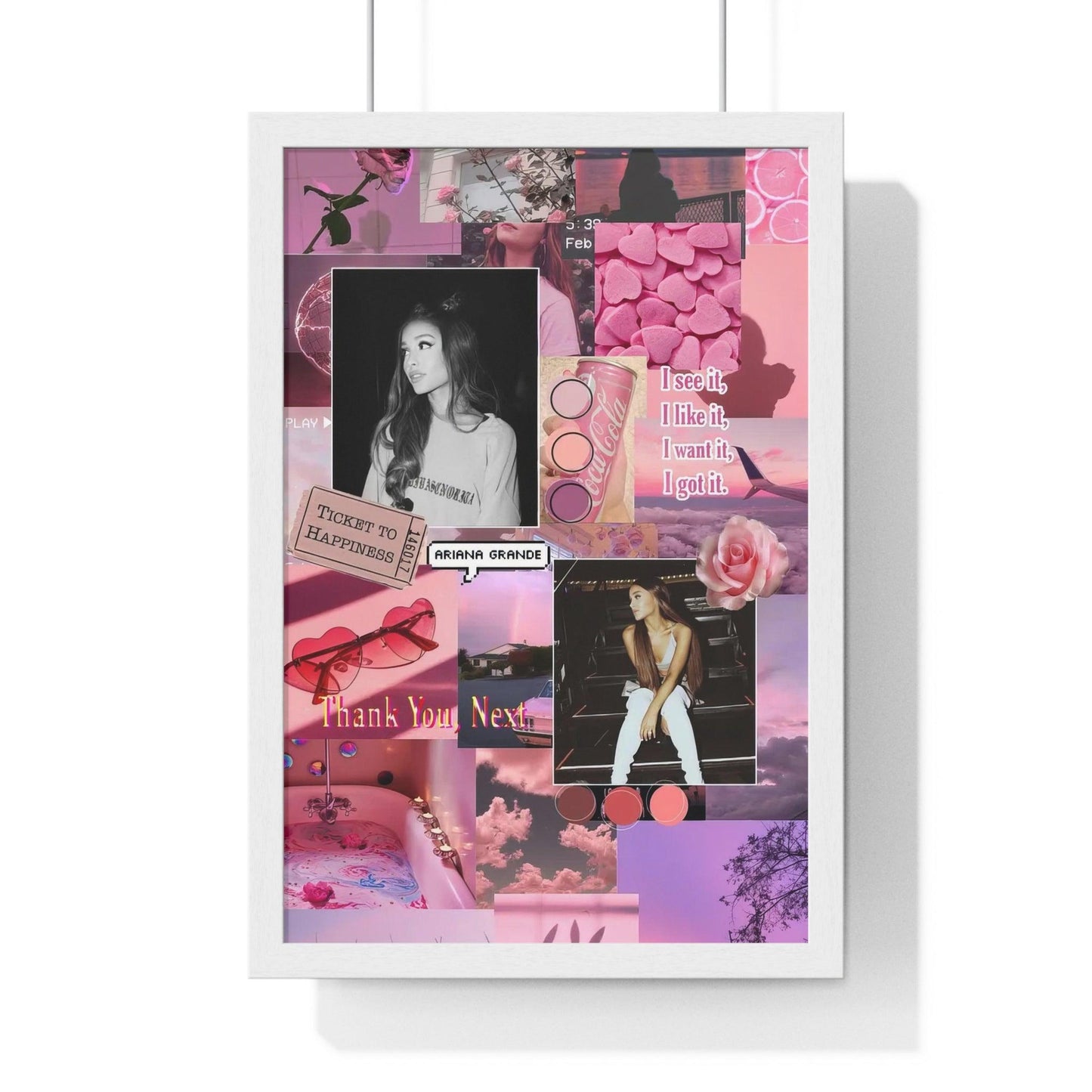 Ariana Grande Pink Aesthetic Collage Framed Print - Fandom Flair