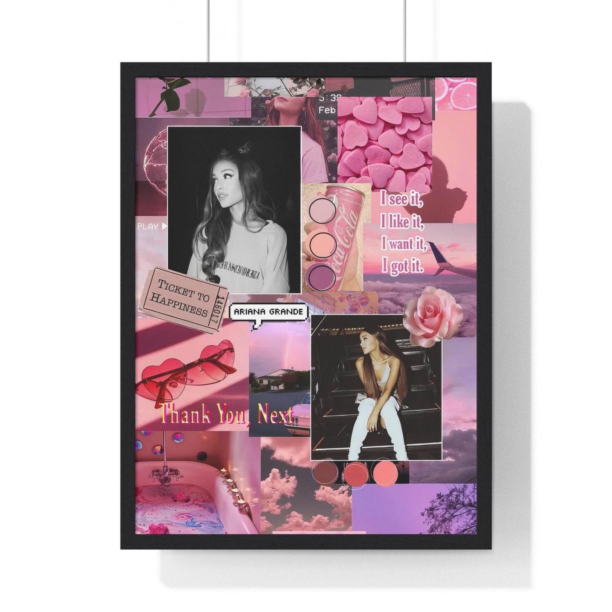 Ariana Grande Pink Aesthetic Collage Framed Print - Fandom Flair