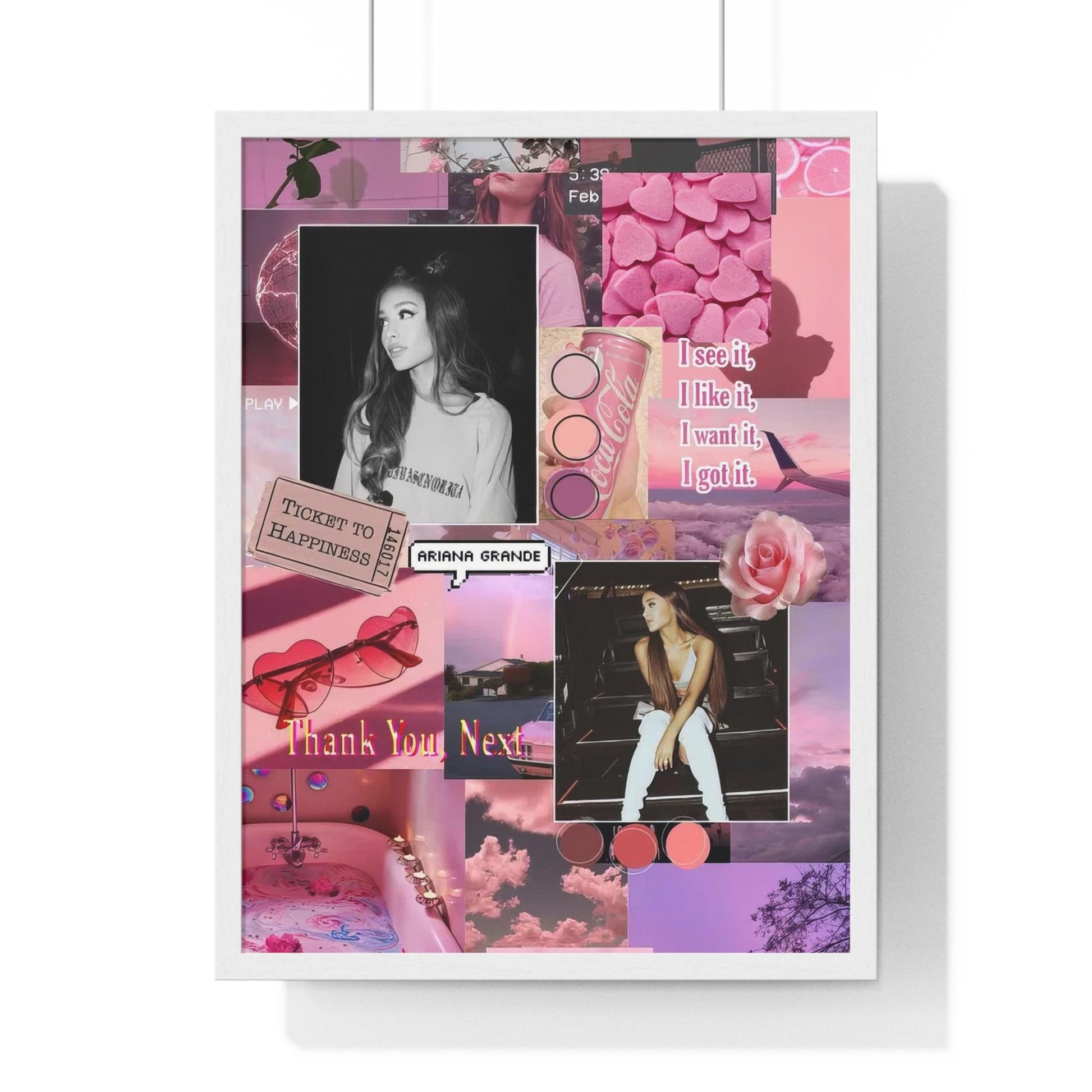 Ariana Grande Pink Aesthetic Collage Framed Print - Fandom Flair