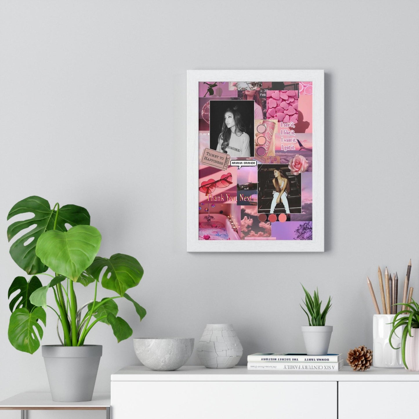 Ariana Grande Pink Aesthetic Collage Framed Print - Fandom Flair