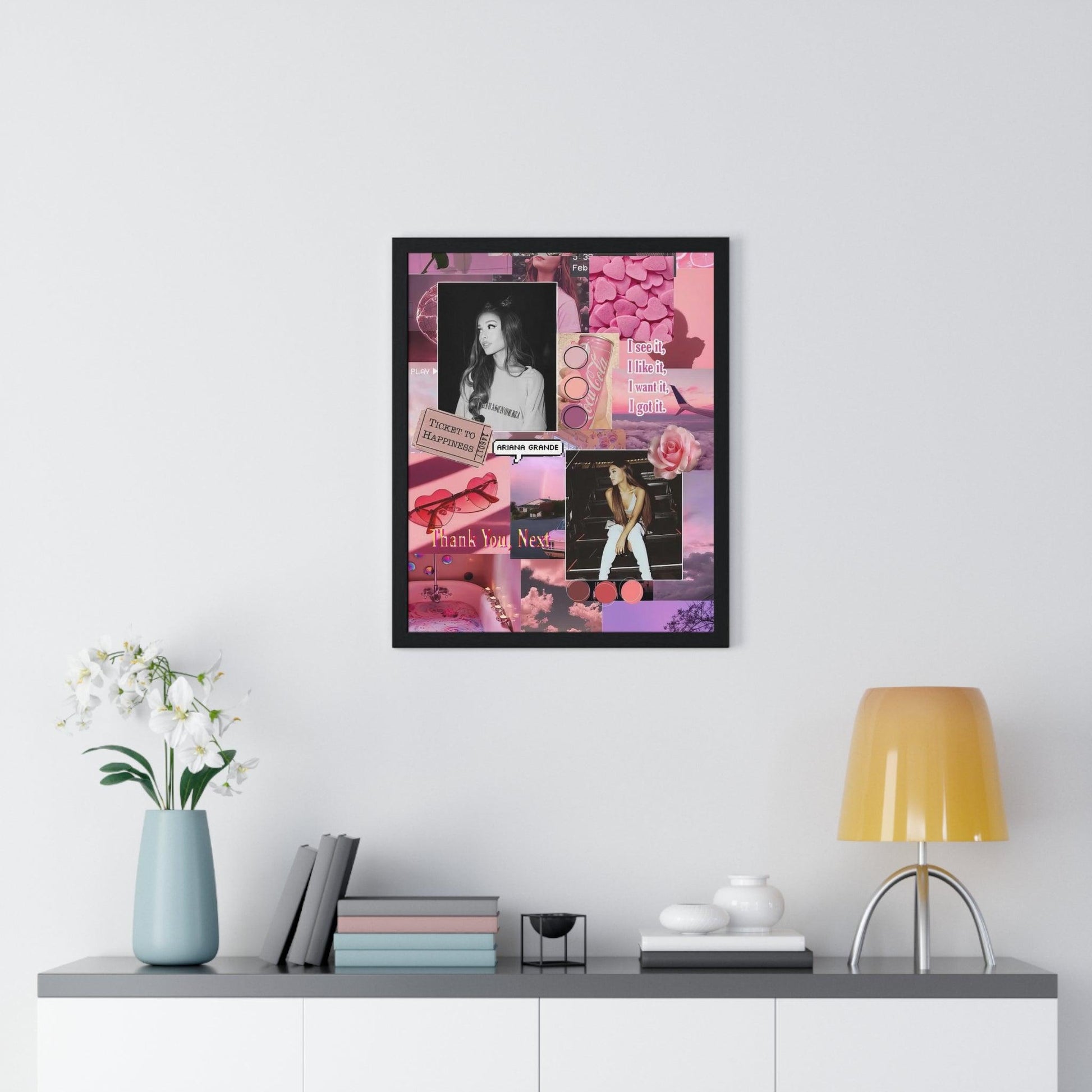 Ariana Grande Pink Aesthetic Collage Framed Print - Fandom Flair